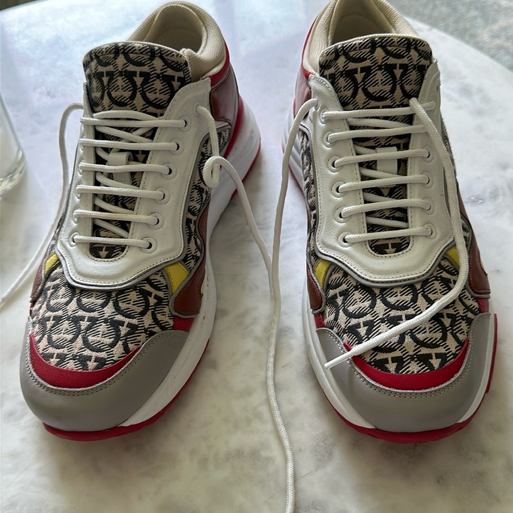 Ferragamo Now panelled lace-up sneakers, like new